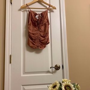 FREE PEOPLE Rust Cinched Front Tank Top